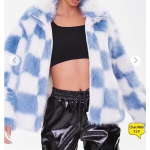 Forever21 Checkered Fur Coat